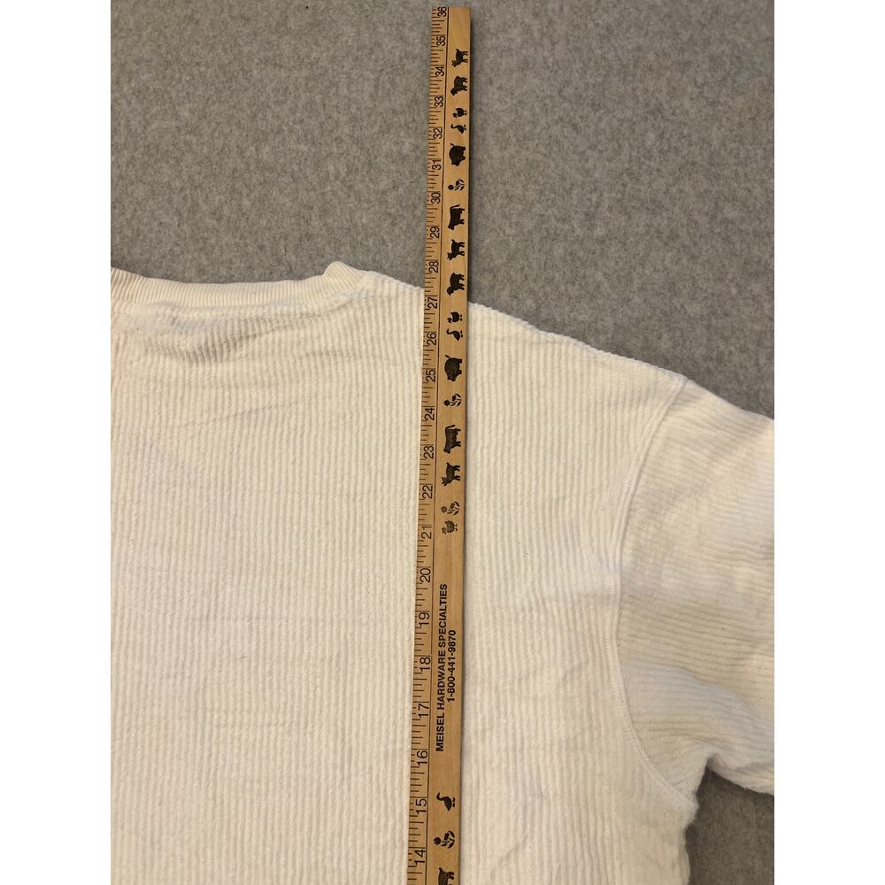 Aerie Sweater Mens Small Long Sleeve Crewneck‎ Ribbed Knit Cotton Pullover Cream - Picture 12 of 14